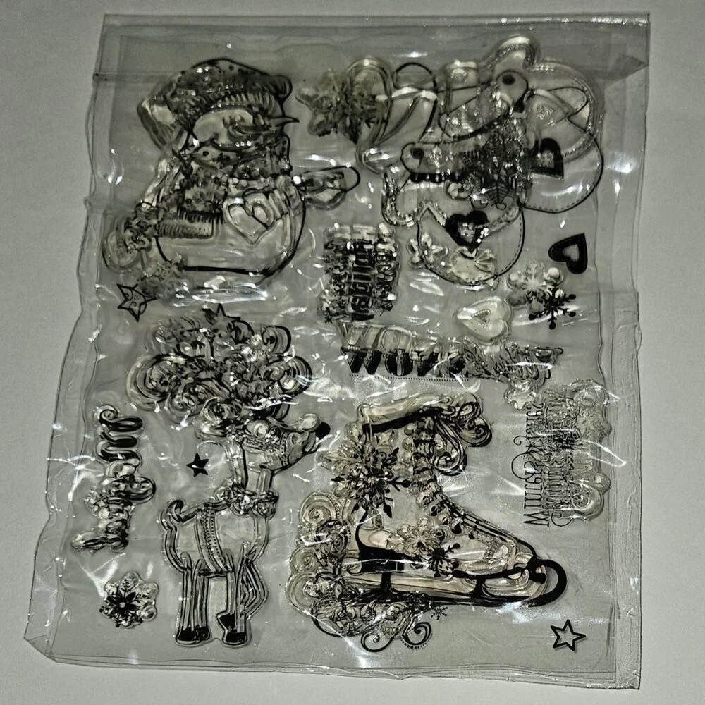 Clear Stamps Mixed Lot Christmas Tree Stocking House Reindeer Snowman READ